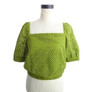 Everlane Green Eyelet Blouse